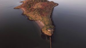 Aerial test footage over Cramond Island, Edinburgh